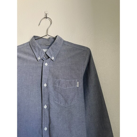 Carhartt Work In Progress Long Sleeve Button Down Pocket Shirt Blue Size SMALL - Picture 2 of 7